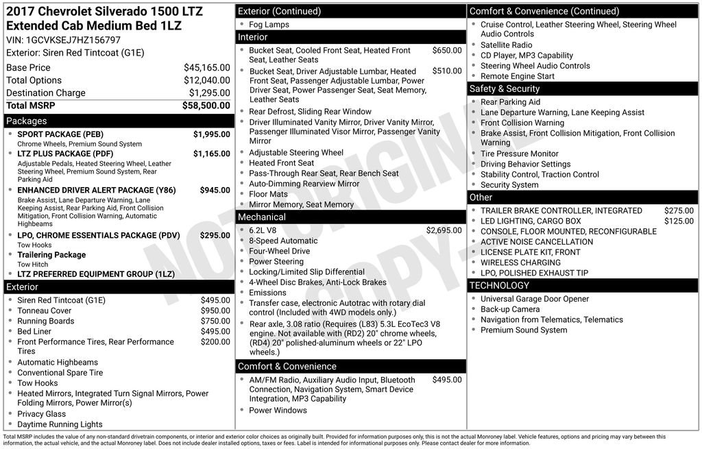 Used 2017 Chevrolet Silverado 1500 LTZ w/ Sport Package AWD/4WD image 12