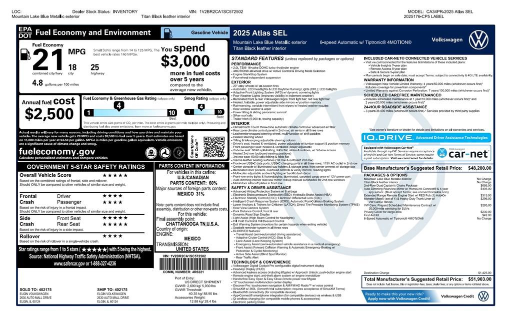 Used 2025 Volkswagen Atlas SEL image 3