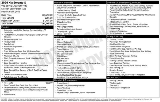 New 2026 Kia Sorento S image 29