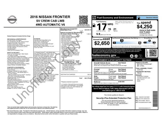 Used 2016 Nissan Frontier SV w/ SV Value Truck Package AWD/4WD image 15