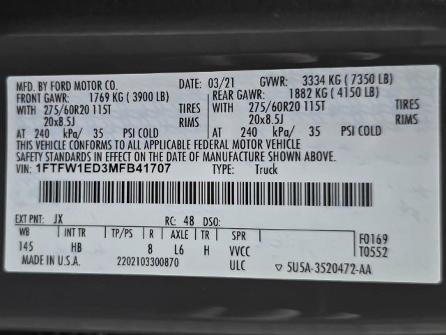Used 2021 Ford F150 Lariat w/ Equipment Group 502A High AWD/4WD image 46