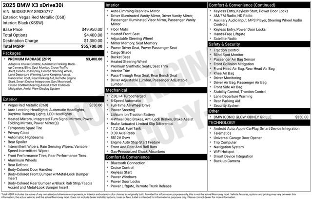 Used 2025 BMW X3 xDrive30i w/ Premium Package image 39