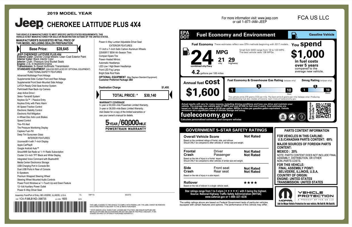 Used 2019 Jeep Cherokee Latitude Plus image 4
