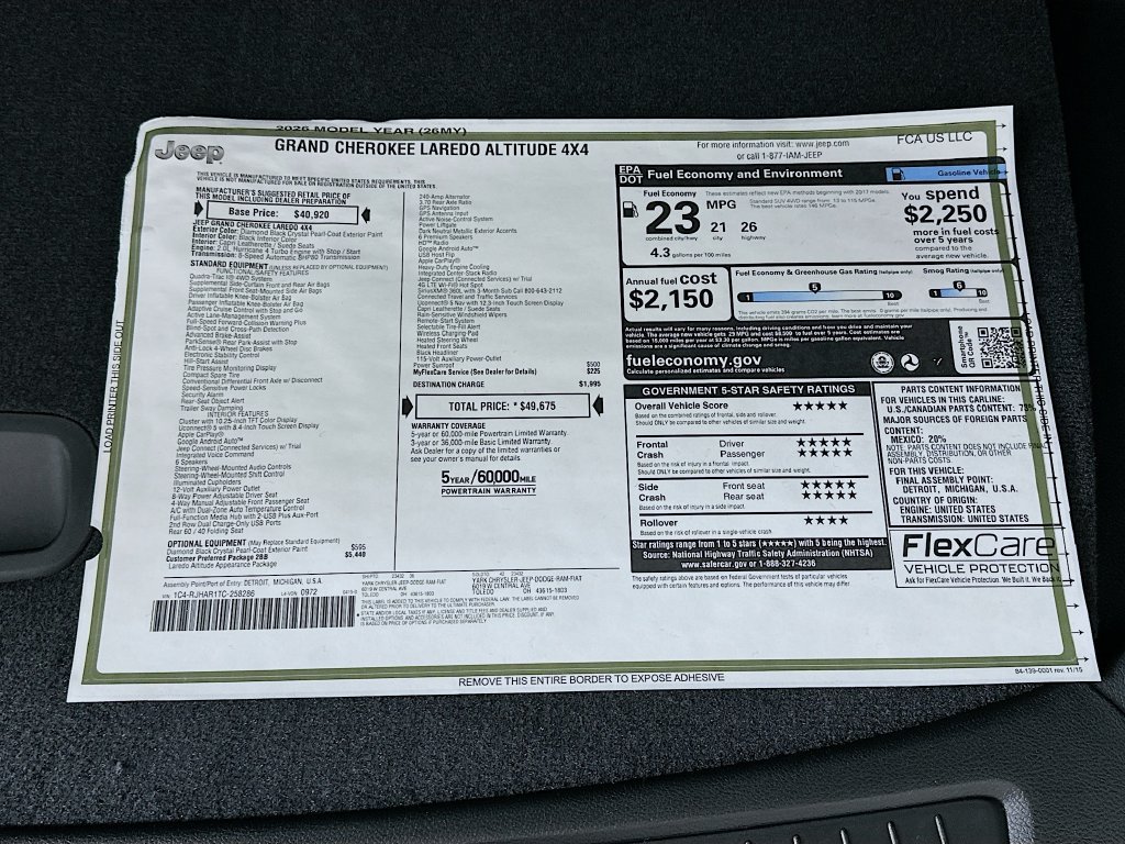 New 2026 Jeep Grand Cherokee Altitude AWD/4WD image 13
