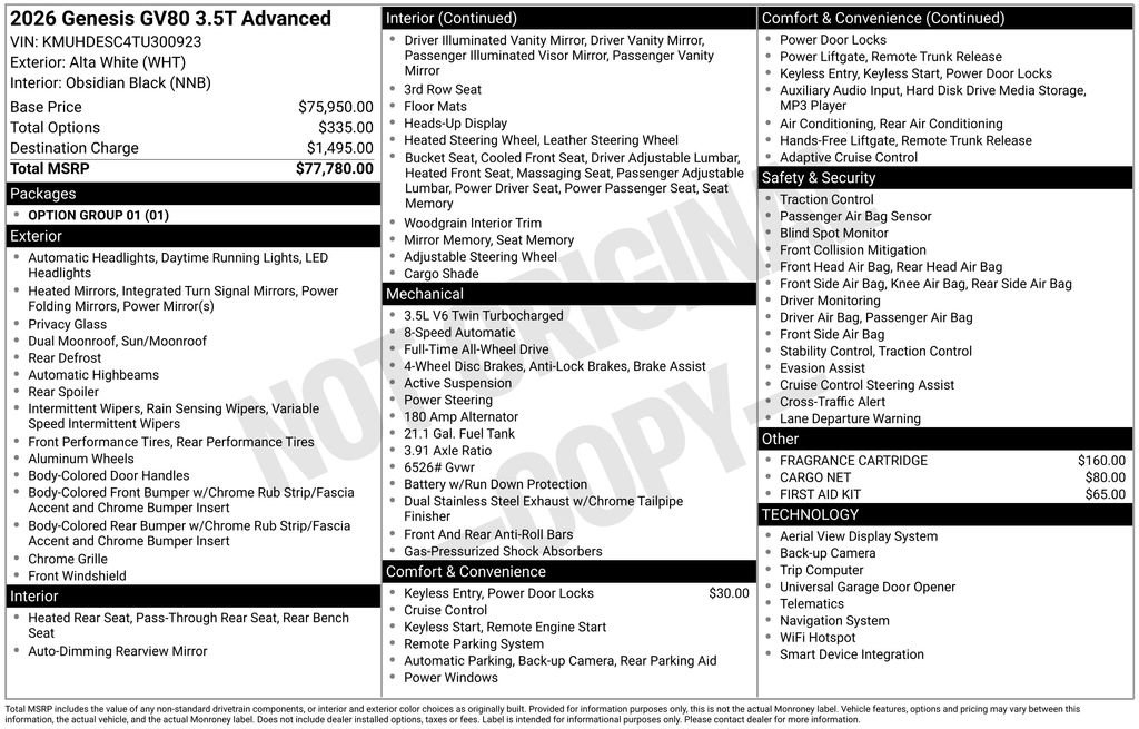 New 2026 Genesis GV80 3.5T Advanced image 4
