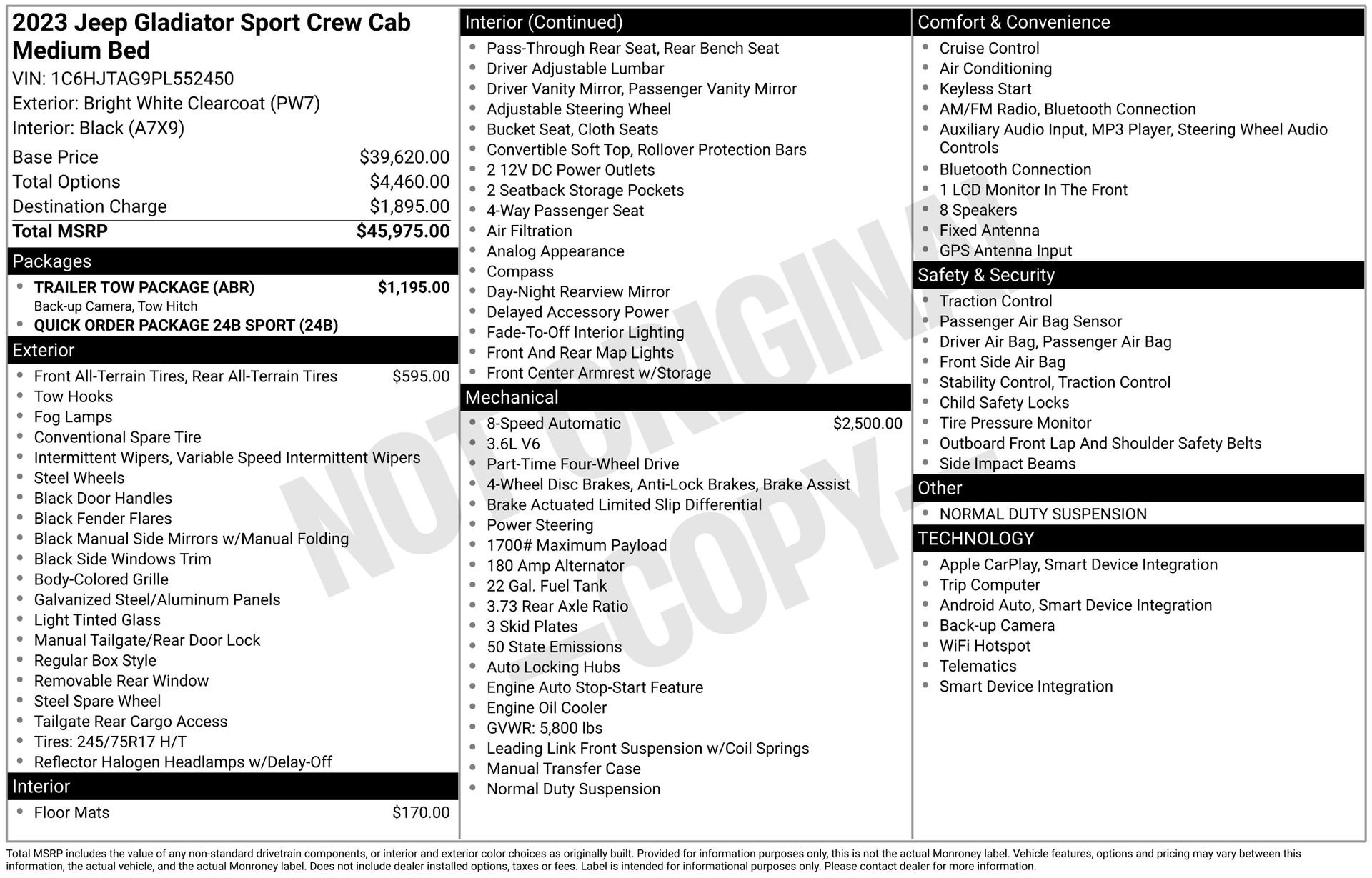 Used 2023 Jeep Gladiator Sport w/ Trailer Tow Package AWD/4WD image 4