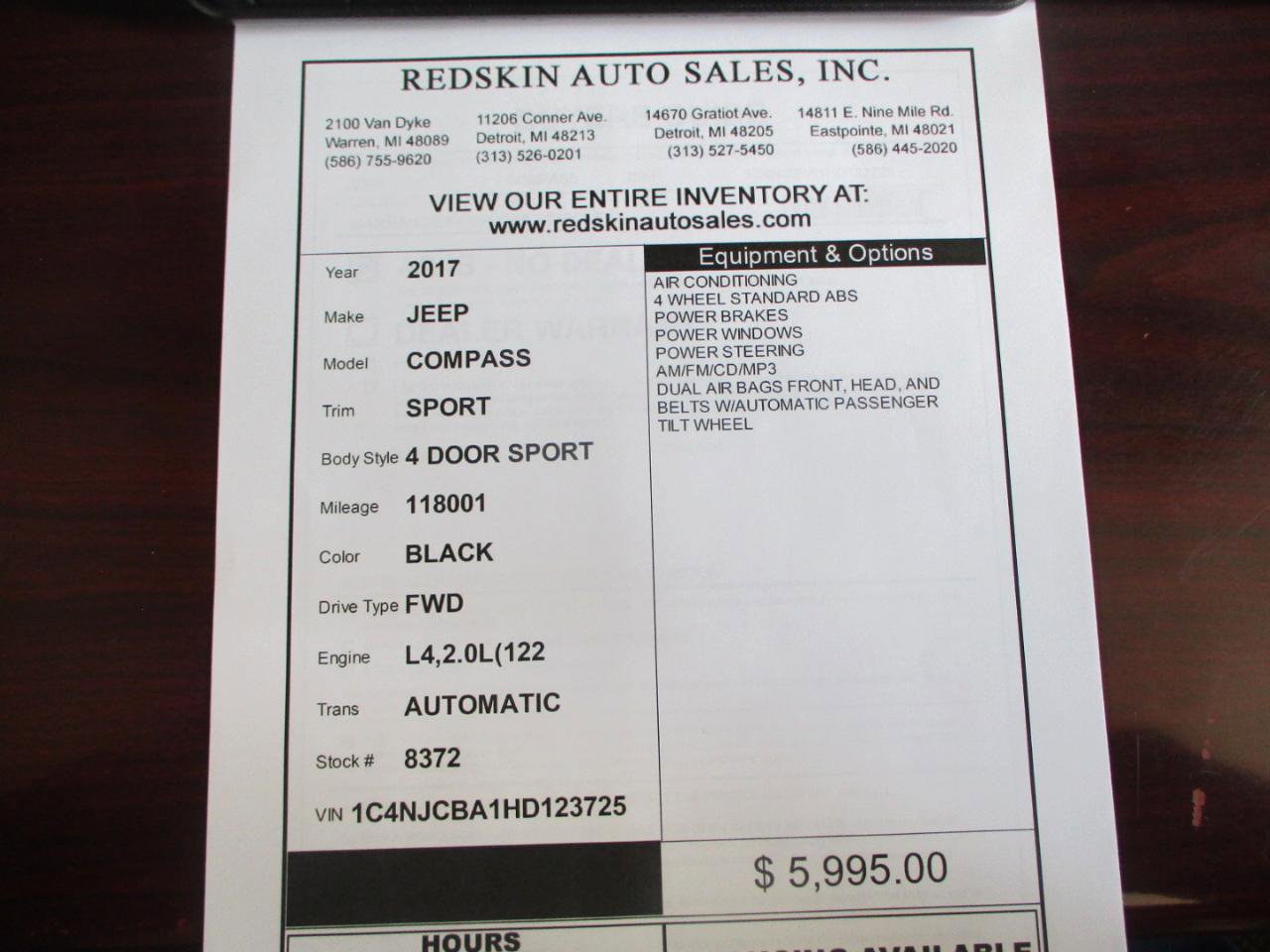 Used 2017 Jeep Compass Sport w/ Power Value Group FWD image 15