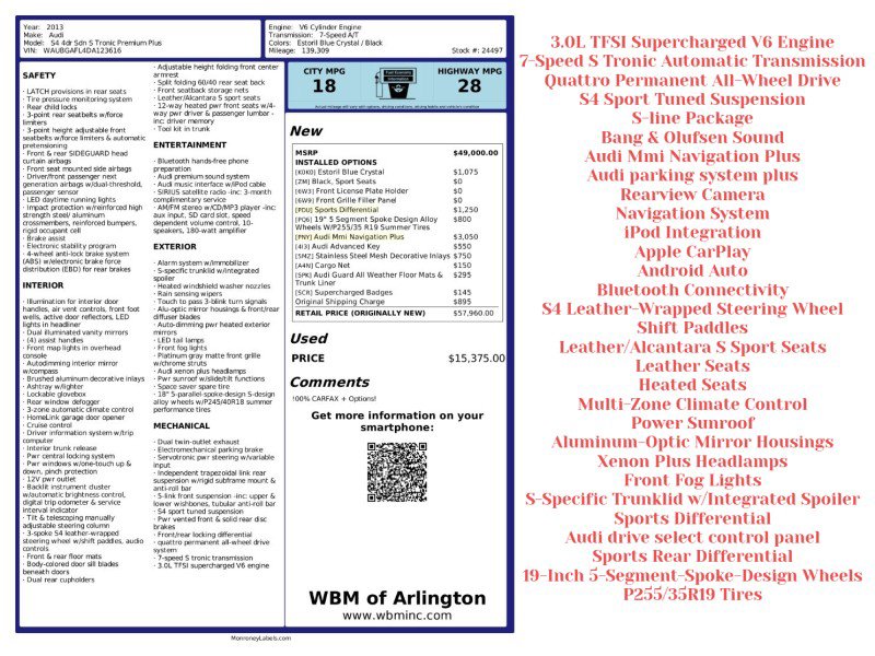 Used 2013 Audi S4 Premium Plus w/ Audi MMI Navigation Plus image 2