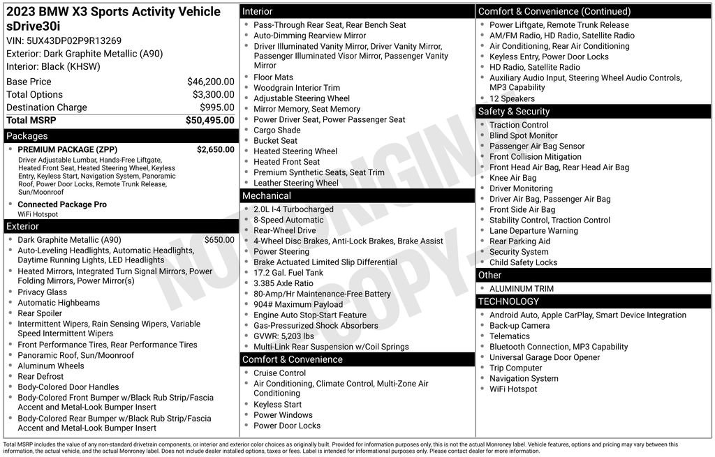Used 2023 BMW X3 sDrive30i w/ Premium Package image 36