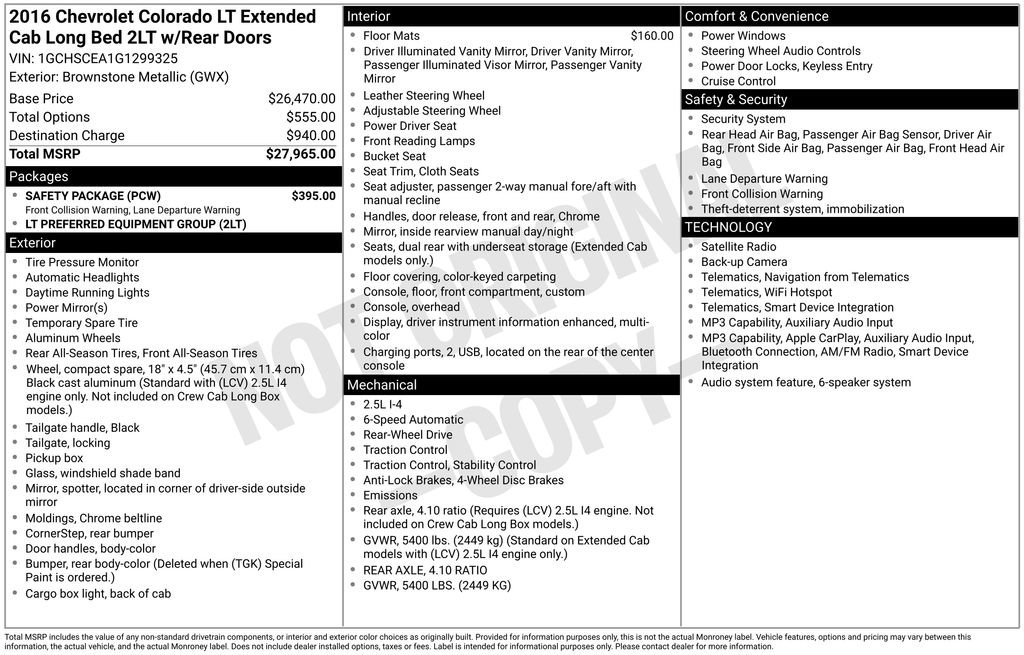 Used 2016 Chevrolet Colorado LT w/ Safety Package RWD image 6