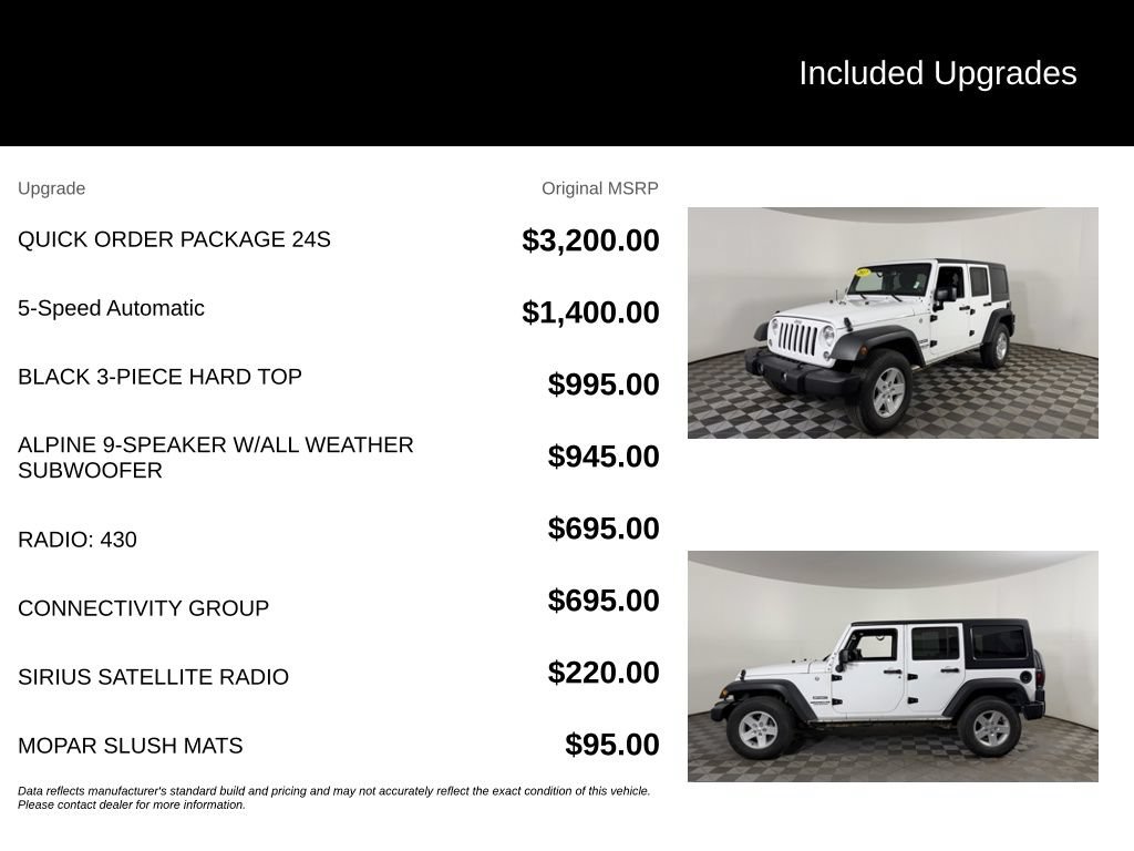 Used 2017 Jeep Wrangler Unlimited Sport w/ Quick Order Package 24S AWD/4WD image 6