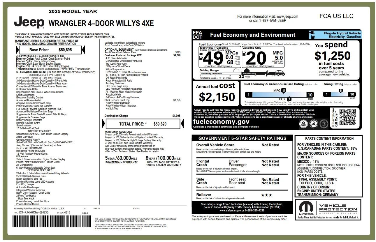 Used 2025 Jeep Wrangler Unlimited Sport S 4xe image 5