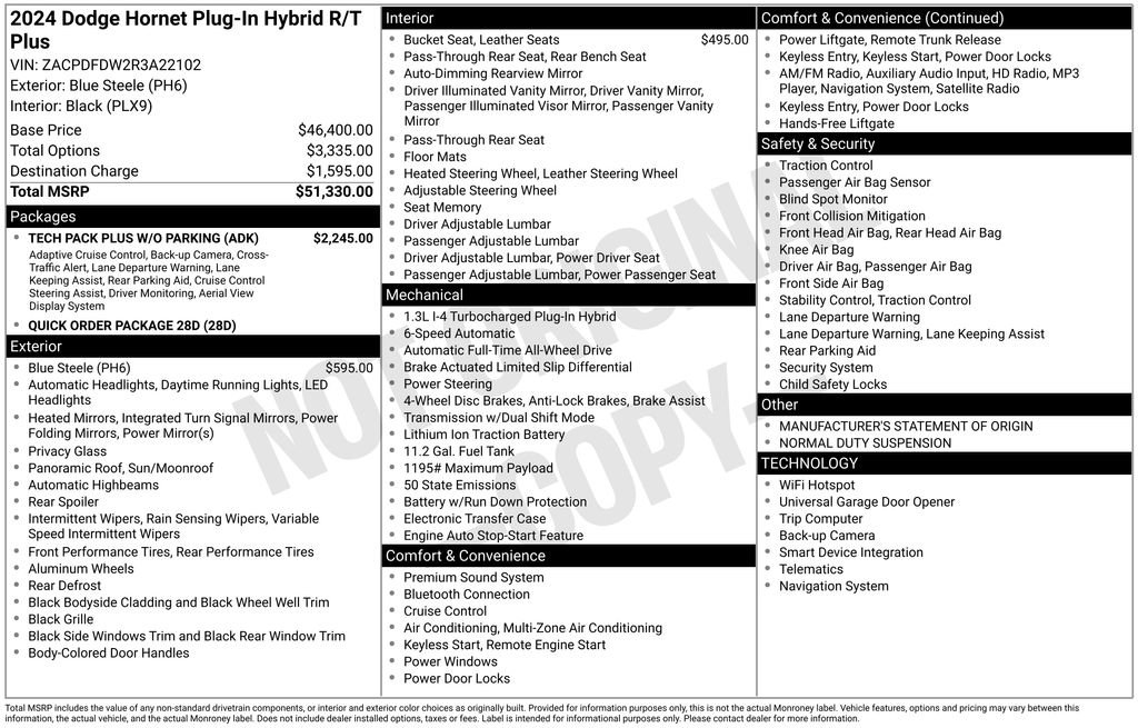 New 2024 Dodge Hornet R/T Plus w/ Tech Pack Plus w/o Parking AWD/4WD image 6