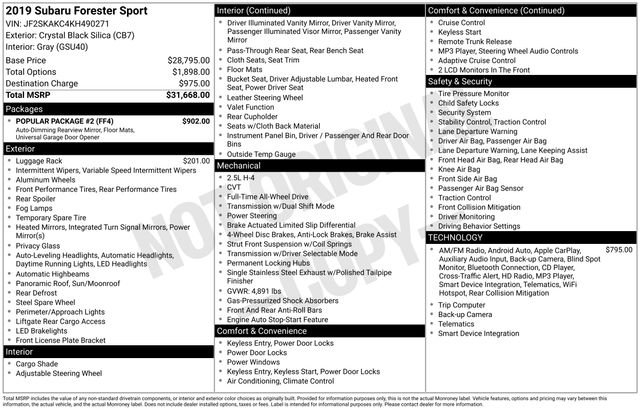 Used 2019 Subaru Forester Sport w/ Popular Package #2 image 3