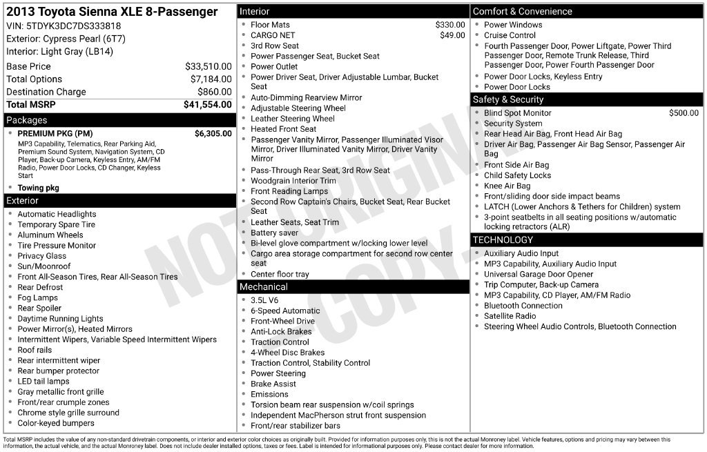 Used 2013 Toyota Sienna XLE w/ Premium Pkg FWD image 3
