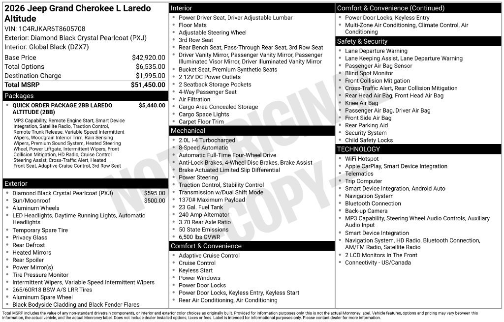 New 2026 Jeep Grand Cherokee L 4WD image 4