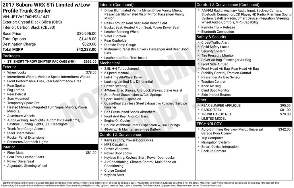 Used 2017 Subaru WRX STI Limited image 5