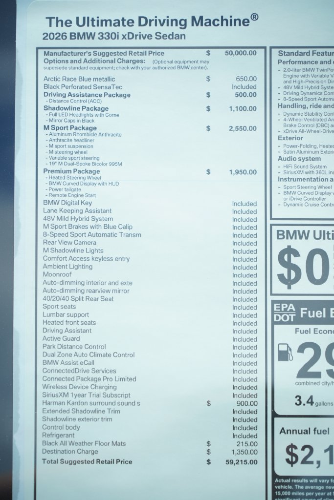 New 2026 BMW 330i xDrive Sedan w/ M Sport Package AWD/4WD image 8