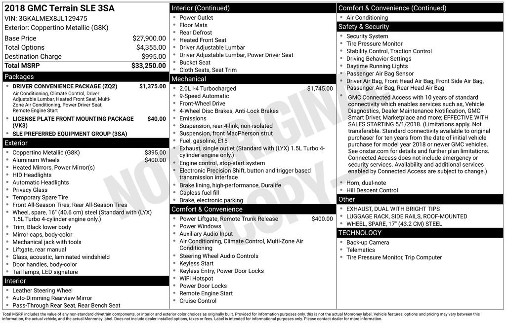 Used 2018 GMC Terrain SLE w/ Driver Convenience Package FWD image 37