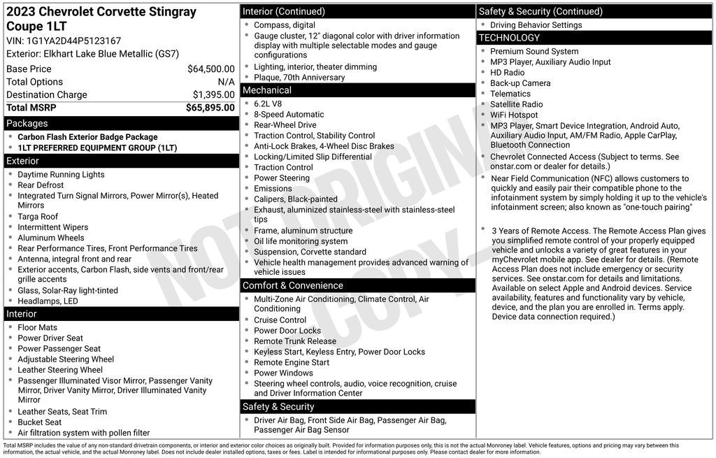 Used 2023 Chevrolet Corvette Stingray Coupe w/ 1LT RWD image 9