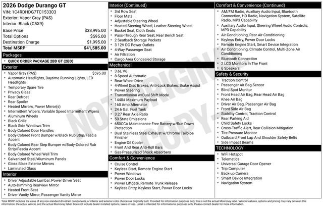 New 2026 Dodge Durango GT image 28