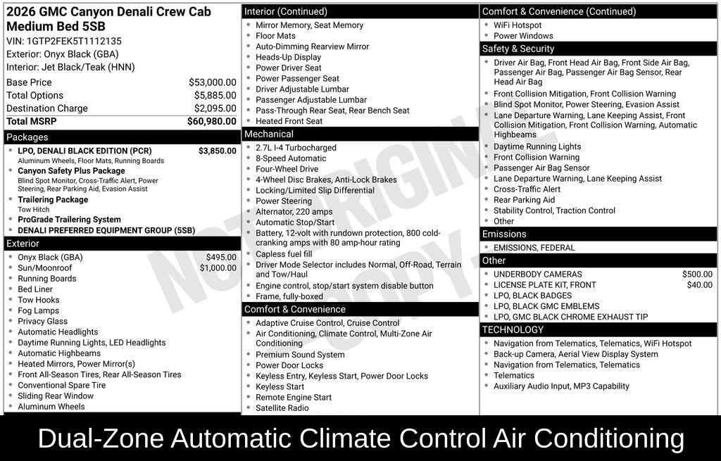 New 2026 GMC Canyon Denali w/ LPO, Denali Black Edition image 7