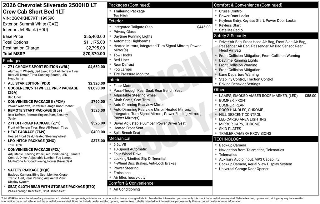 New 2026 Chevrolet Silverado 2500 LT w/ Z71 Chrome Sport Edition AWD/4WD image 11