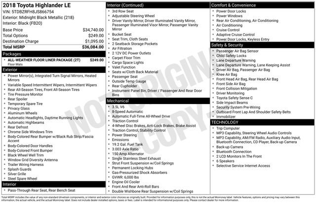 Used 2018 Toyota Highlander LE AWD/4WD image 24