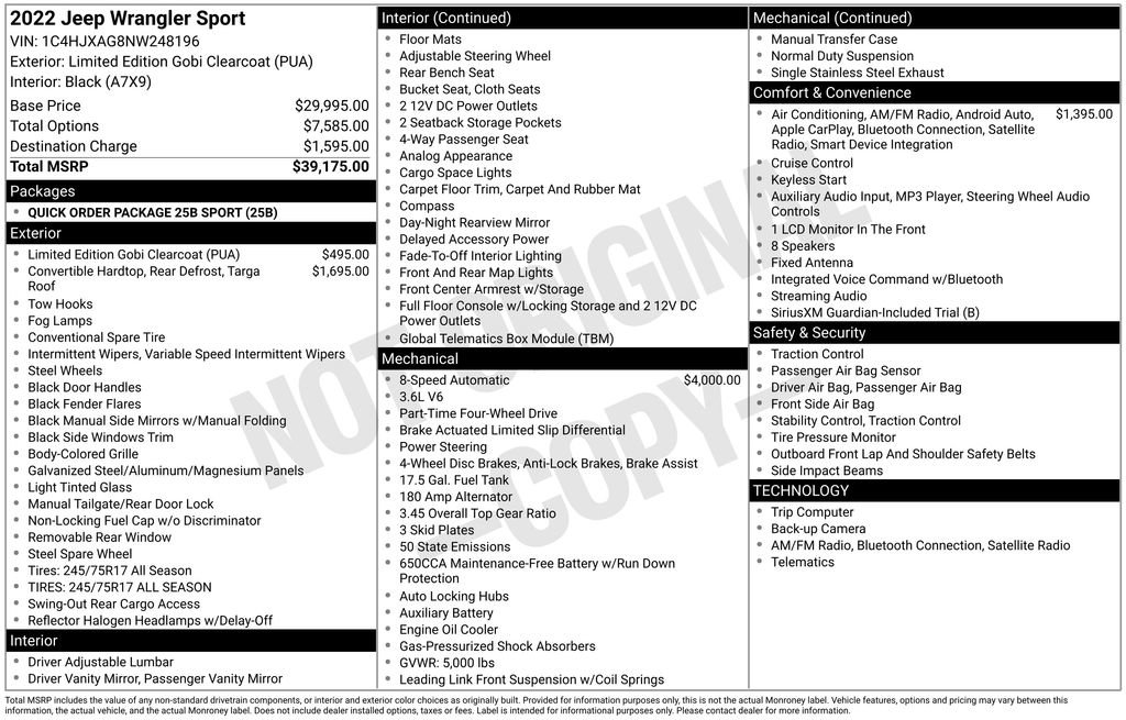 Used 2022 Jeep Wrangler Sport image 36