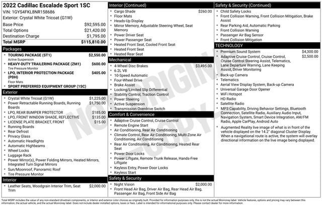 Certified 2022 Cadillac Escalade Sport w/ Touring Package AWD/4WD image 37