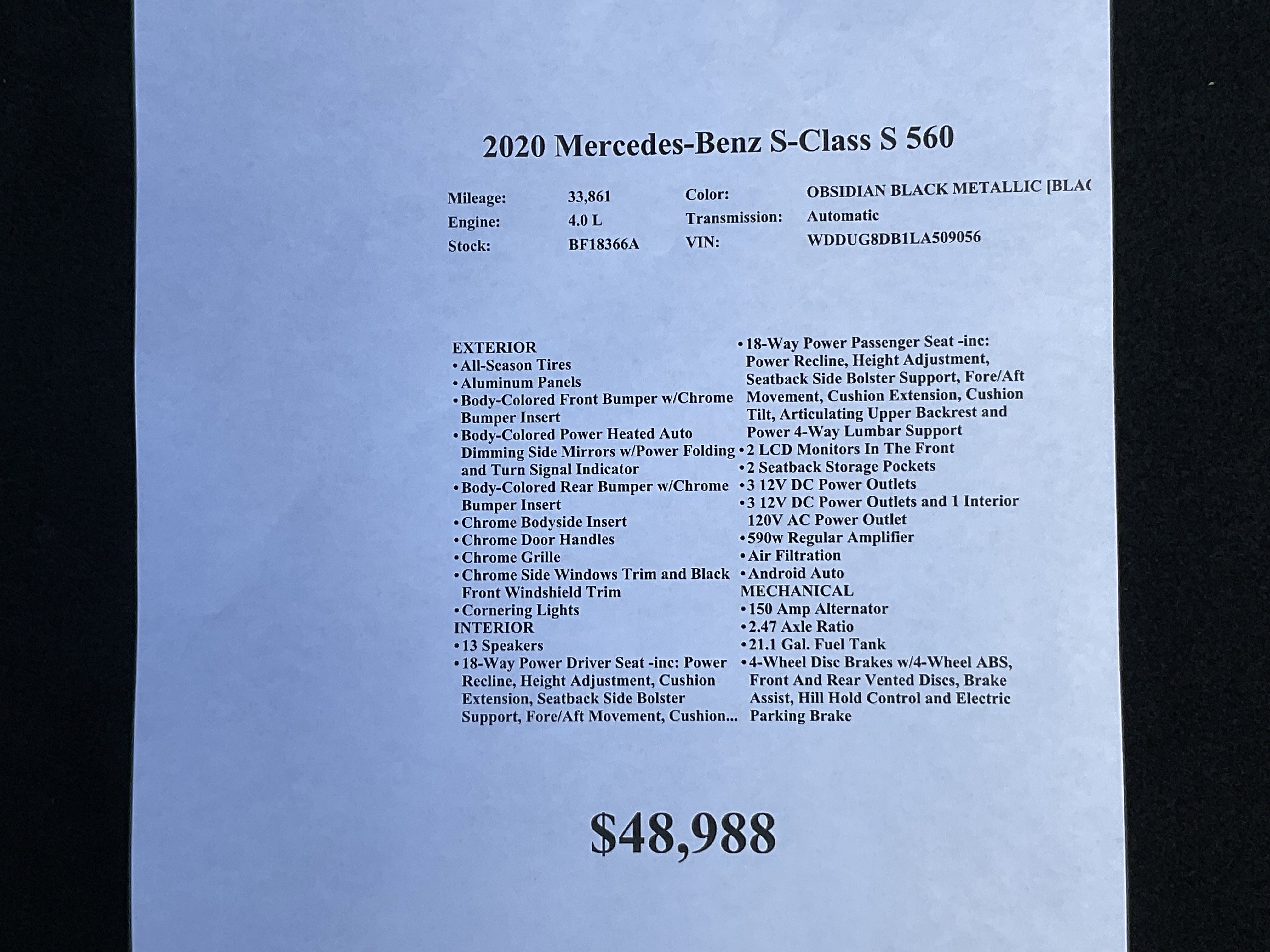 Used 2020 Mercedes-Benz S 560 Sedan image 33