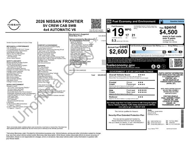 New 2026 Nissan Frontier SV w/ SV Convenience Package AWD/4WD image 52