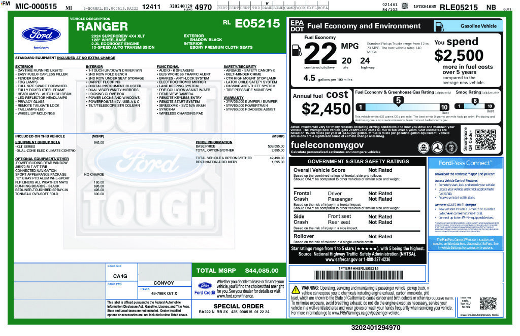 Used 2024 Ford Ranger XLT w/ Equipment Group 301A High AWD/4WD image 10