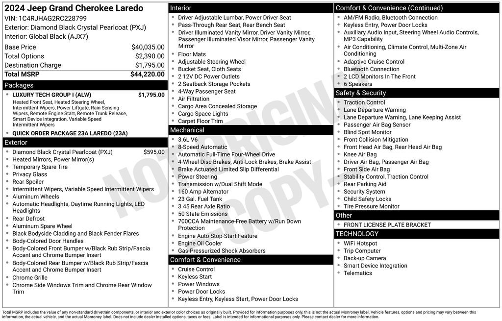 Certified 2024 Jeep Grand Cherokee Laredo w/ Luxury Tech Group I image 43