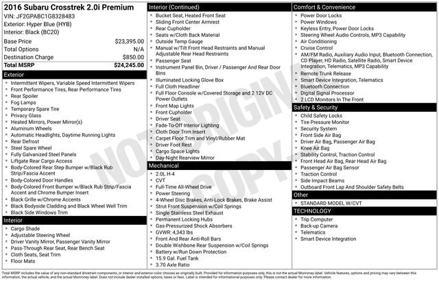Used 2016 Subaru Crosstrek 2.0i Premium image 11