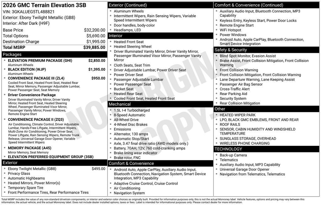New 2026 GMC Terrain Elevation w/ Elevation Premium Package AWD/4WD image 5
