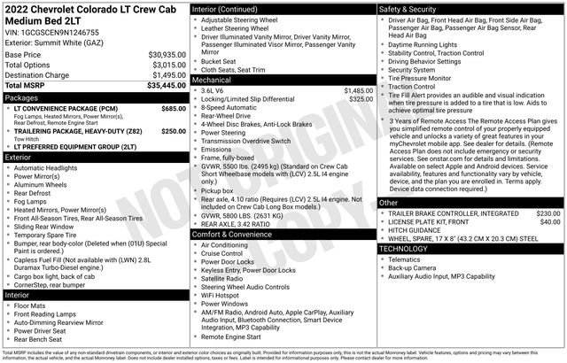 Used 2022 Chevrolet Colorado LT w/ LT Convenience Package RWD image 6