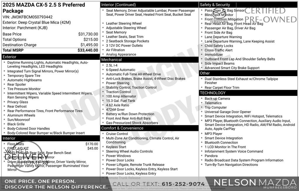 Certified 2025 MAZDA CX-5 AWD 2.5 S w/ Preferred Package image 2
