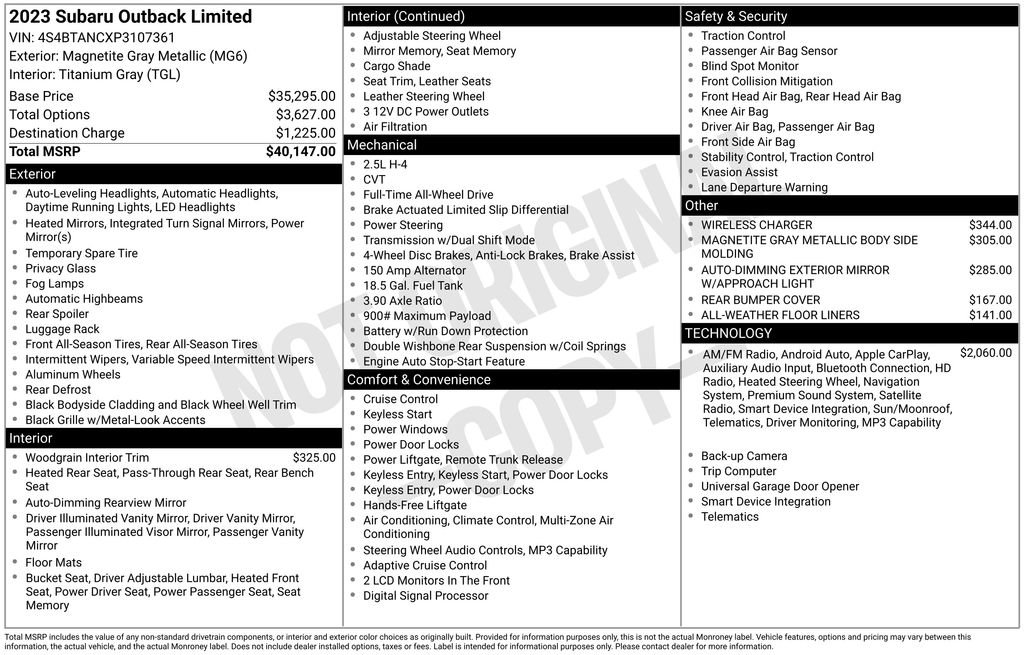 Used 2023 Subaru Outback Limited image 36
