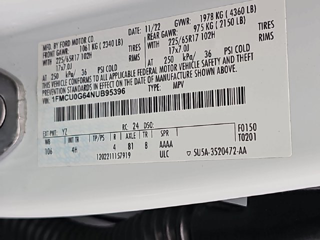 Certified 2022 Ford Escape SE w/ Convenience Package FWD image 38