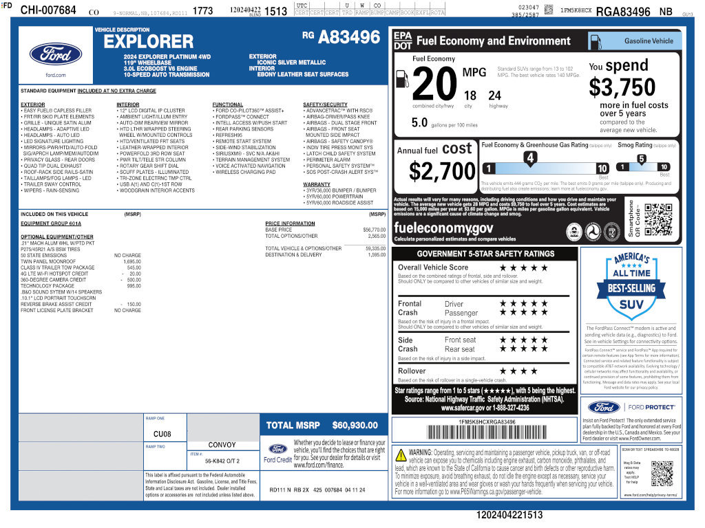 Used 2024 Ford Explorer Platinum w/ Technology Package AWD/4WD image 4