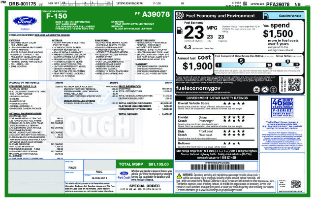 Used 2023 Ford F150 Platinum w/ Equipment Group 701A High AWD/4WD image 5