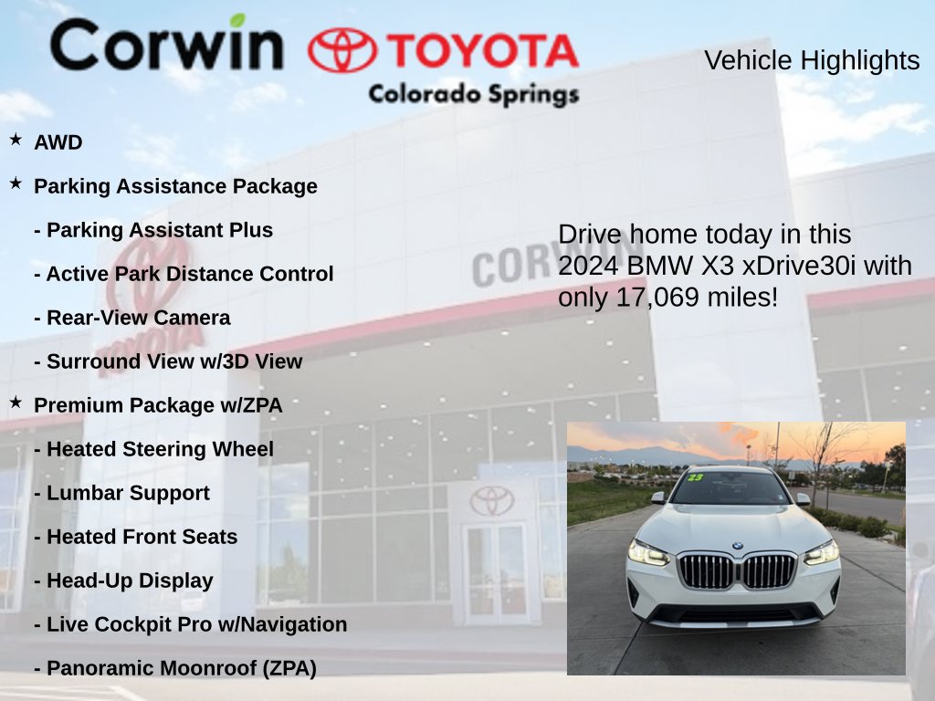 Used 2024 BMW X3 xDrive30i w/ Premium Package w/ZPA AWD/4WD image 7