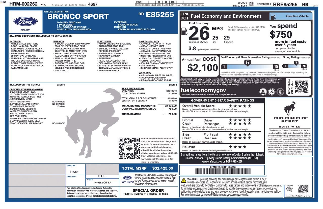 Used 2024 Ford Bronco Sport Big Bend w/ Convenience Package image 32