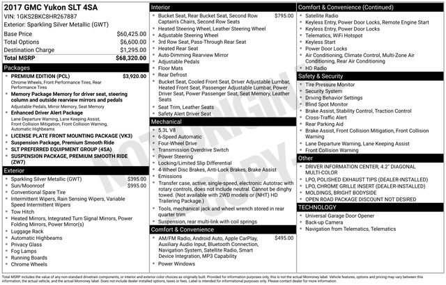 Used 2017 GMC Yukon SLT w/ Premium Edition AWD/4WD image 7