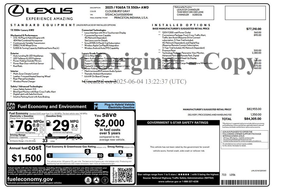 Used 2025 Lexus TX 550h AWD Plug-In Hybrid w/ Technology Package image 4