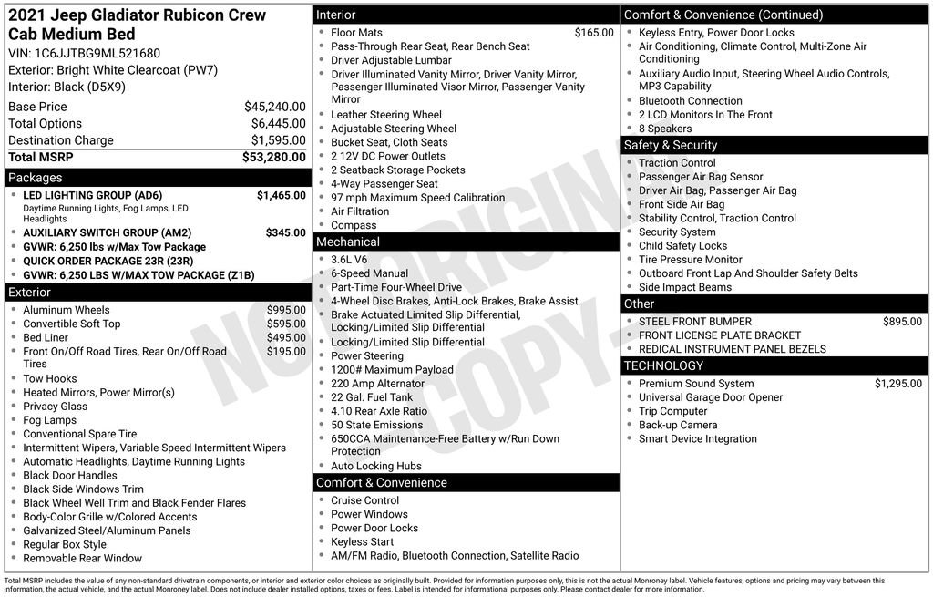 Used 2021 Jeep Gladiator Rubicon w/ LED Lighting Group image 31