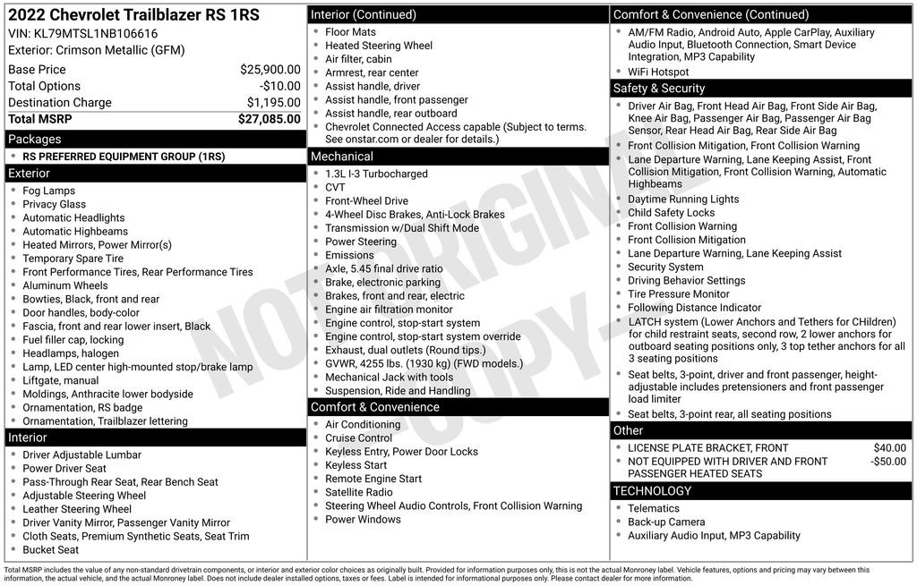 Used 2022 Chevrolet TrailBlazer RS FWD image 37