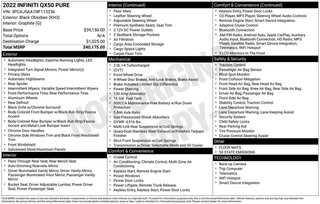 Used 2022 INFINITI QX50 Pure image 15