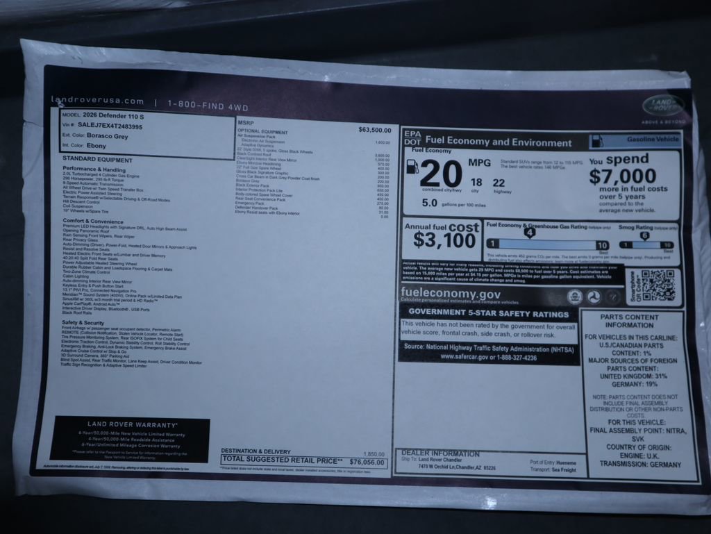 New 2026 Land Rover Defender 110 S image 9